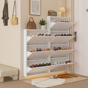 Modern Style Steel Panel <b>Shoe</b> Cabinet for Home Entryway Living Room Furniture <b>Space</b>-<b>Saving</b> <b>Storage</b> Shelves for Exterior - Product Image 5