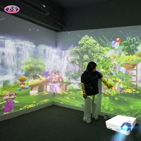Système de projection interactif personnalisé, retour visuel dynamique, projection immersive sur mur et sol, scènes naturelles riches