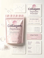 Poudre de peptides de collagène hydrolysé naturel, mélange d'extraits végétaux avec VC, biotine, acide hyaluronique, formule personnalisée