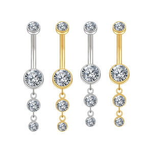 Rechts Grand ASTM F136 Titan 14G Dangle CZ Edelsteine Bauchnabel Ring Zirkonia Drop Anhänger Nabel Nagel Körper Piercing Schmuck - Product Image 1