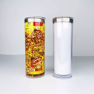 Vasos de Acero Inoxidable Blancos de 20 oz para Sublimación, con Purpurina, Estilo Bola de Nieve, Preparados Parcialmente, con Tapas Deslizantes - Product Image 3