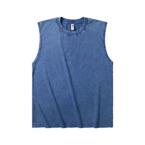 Washed Cotton Men's Tank <b>Top</b> Sleeveless Vest Loose Fit O-Neck Casual Streetwear Workout Tee - Product Image 2