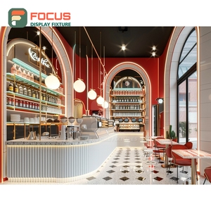 Custom Coffee Display <b>Rack</b> Open Shelf Syrup Bottle Area Oak Veneer Cafe Merchandise Display <b>Rack</b> - Product Image 5