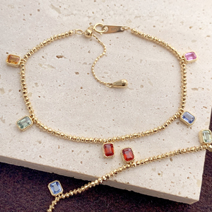 Aazuo – ensemble de bijoux fins en or jaune massif 18 carats, collier et bracelet féeriques en saphirs naturels, cadeau pour femme, ensemble charmant à porter au quotidien - Product Image 2