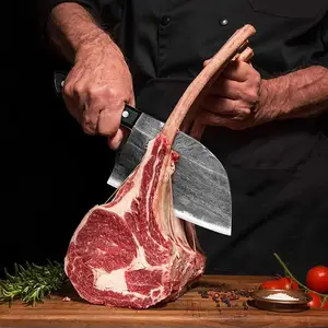 Faca de açougueiro serbiano forjada à mão, faca tradicional de chef, cutelo de carne, aço carbono