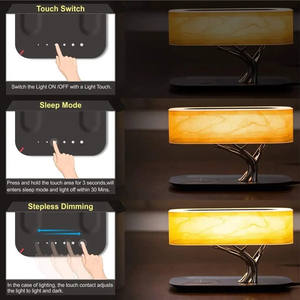 Chargeur intelligent sans fil arbre lampes de table LED veilleuse lampe de chevet avec haut-parleur de musique BT - Product Image 5