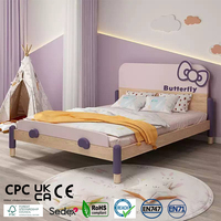 Lit simple en bois massif pour enfants, bois ciré blanc, mobilier original, style princesse simple, lit combiné pour fille