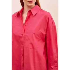 Camisa Mango Boyfriend para Mujer, Popelina, Cierre de Botones, Uso Diario Informal, Color Rosa Claro - Product Image 4