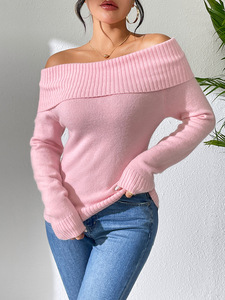 Maglione maglione lavorato a <span class=keywords><strong>maglia</strong></span> allentato stile Casual donna all'ingrosso maglione <span class=keywords><strong>monospalla</strong></span> Sexy di moda invernale - Product Image 2