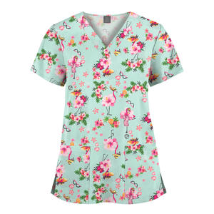 Unisex enfermería Scrub Top camisa personalizada 2025 Halloween Navidad impreso Denim para clínica dentista enfermera conjunto precio barato - Product Image 5