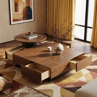 Nouvelle table basse carrée de luxe minimaliste : moderne, simple, en noyer, pour salon, usage domestique, haut de gamme, rétro, style italien