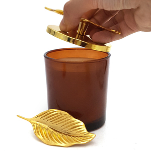 Custom Fragrance/Candle Jar Lid Metal Handle &amp; <strong>Knob</strong> Gold Leaf Alloy Handles for Drawer Toothpick Box Cabinet <strong>Door</strong> Home Decor - Product Image 2