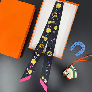 新款设计120 * 5厘米印花女式长款模仿丝巾时尚头巾品牌领带包紧身围巾 - Product Image 3