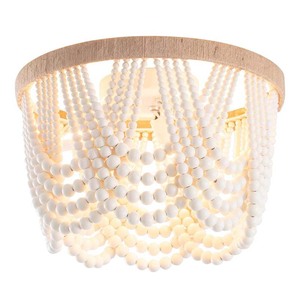 Dining <strong>Nursery</strong> Room Bedroom Hallway Entryway Passway Wood Beaded Flush Mount Ceiling <strong>Light</strong> Rustic Chandelier Boho <strong>Light</strong> <strong>Fixture</strong> - Product Image 2