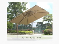 Parasol de terrasse extérieur commercial autoportant grand format avec réservoir d'eau en marbre, style romain carré, mobilier d'extérieur en aluminium