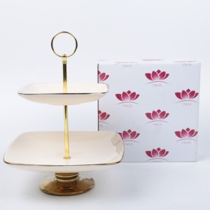 Alzata per Torte a 3 Piani in Ceramica per Feste e Tea Party Nuziali, Piatti per Frutta e Dessert in Porcellana - Product Image 6