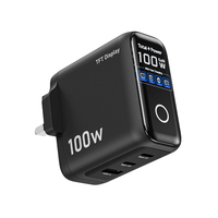 Chargeur GaN 100W 2C1A, chargeur USB C rapide 3 ports avec écran intelligent et commande tactile, chargeur mural PD 100W QC3.0 65W pour ordinateurs portables