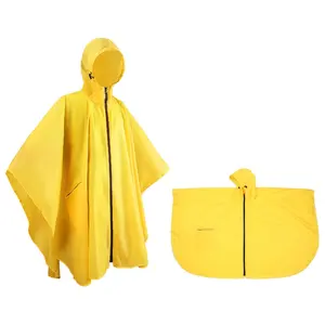 heavy duty waterproof polyester men women open front rain poncho