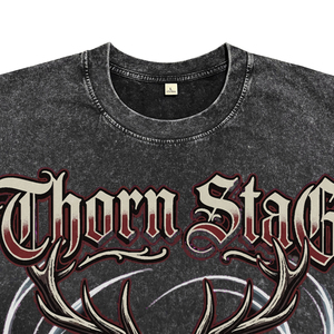 Gothic Letter Print <b>Men's</b> Wash Garment Dye Cotton T-Shirt Custom Superior Quality Casual Breathable Fabric Tees for Wholesale - Product Image 3