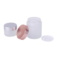 Frascos Redondos de Vidrio Esmerilado para Crema Cosmética de 2oz-16oz con Tapa de Plástico en Varios Tamaños para el Cuidado de la Piel