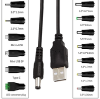 Câble d'alimentation USB universel 5V vers DC, cordon de charge 5,5x2,1 mm avec connecteur de 13 tailles