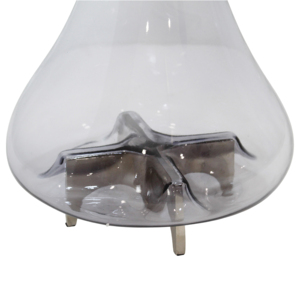 Vaso in Vetro con Base in Metallo, Vaso per Fiori Contemporaneo per Centrotavola, Decorazione Moderna - Product Image 4