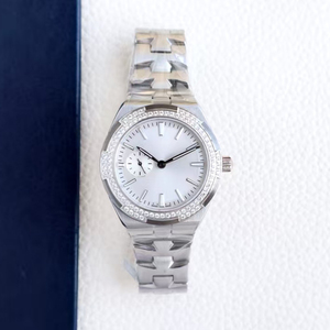 Montre de luxe automatique mécanique étanche pour femme, avec cadran blanc et lunette en diamant argenté, nouvelle collection 2026 - Product Image 1