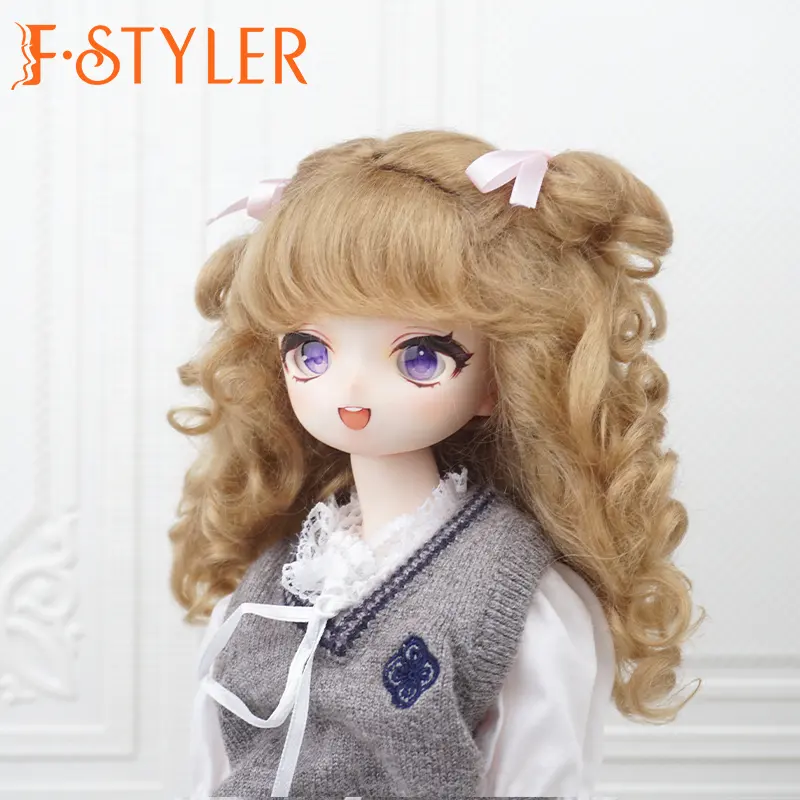 Fstyler Mohair xoăn thực tế nhỏ mini BJD 18 inch tùy chỉnh bán buôn số lượng lớn bán búp bê phụ kiện cho Barbie BJD Búp bê tóc giả