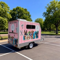 Remorque de toilettage pour chiens mobile entièrement équipée, salon de toilettage pour animaux de compagnie professionnel sur roues avec générateur et système de climatisation
