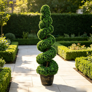 Arbre topiaire en spirale artificiel, plante en plastique en pot, buis torsadé, résistant à l'eau, résistant aux UV, verdure pour jardin extérieur, patio - Product Image 2