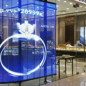 Light weight glass window led video wall moving message advertising indoor transparent led screen displays