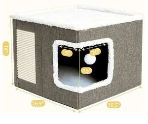 Cama Moderna Plegable de Felpa Suave para Gatos con Rascador, Duradera para Uso Doméstico, Mueble para Mascotas para Escuela y Cocina - Product Image 2