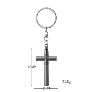 Porte-clés créatif <span class=keywords><strong>en</strong></span> métal avec sifflet et croix, couleur argent, décoration de sac, cadeau promotionnel, souvenir - Product Image 5