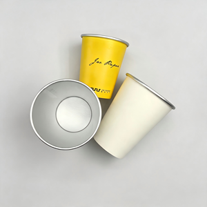 Gobelets en papier doré/argenté de haute qualité, personnalisables avec logo, revêtement PE, qualité alimentaire, imperméables, pour café, mariage, fête - Product Image 1