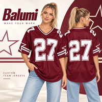 Maillot de football personnalisé pour femme, col en V, manches courtes, coupe oversize, imprimé par sublimation, haut ample pour le sport et les événements festifs