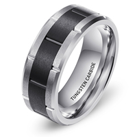 Bague en acier tungstène classique pour homme, bijoux de luxe, avec boîte, logo personnalisé, vente directe d'usine