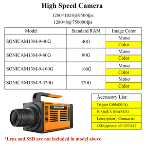 Mouvement lent 1280X1024 9500fps 50000 Fps 40G Robot SONICAM Machine Vision Caméra haute vitesse pour la recherche de dynamitage - Product Image 2