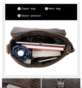 Sacs à bandoulière rétro en cuir de vache véritable Andong à motif crocodile pour hommes, sac à bandoulière pour homme, sac à main pour l'extérieur - Product Image 6