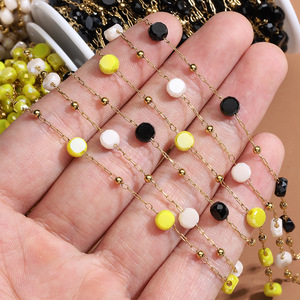 Chaîne en acier inoxydable plaqué or 18 carats PVD avec perles de cristal facettées au mètre pour la fabrication de bijoux - Product Image 5
