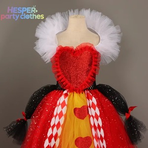 Costumes de film télévisé pour enfants HESPER, Reine Rouge scintillante, méchante, conte de fées, pays des merveilles, déguisement d'Halloween pour filles, inspiré de la Reine - Product Image 3