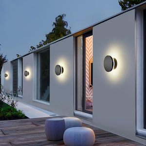 Applique murale moderne <span class=keywords><strong>d</strong></span>'extérieur, noire, ronde, étanche, à LED, lampe solaire Eclipse pour patio, véranda, <span class=keywords><strong>porte</strong></span> <span class=keywords><strong>d</strong></span>'<span class=keywords><strong>entrée</strong></span> - Product Image 1