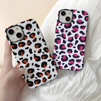 Coque de téléphone en film 2-en-1 imprimé léopard à la mode pour iphone15 14: 13pm 15pro 14pro 12 originalité dropproof