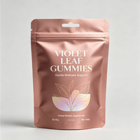Sachet refermable personnalisé en feuille VMPET mate avec fermeture éclair, idéal pour les compléments alimentaires en gommes pour le soutien de la libido et du bien-être