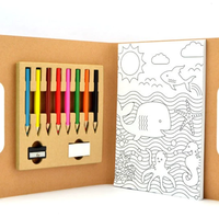 Cahier de coloriage en papier kraft avec crayons pour enfants Bloc-notes de dessin personnalisé Set de papeterie