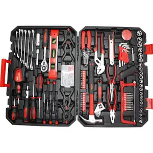Factory Direct Supply Auto Repair 158pc Portable Hand Tool Set Adjustable Wrench Plier Screwdriver Hex Key Stripper Bits Holder