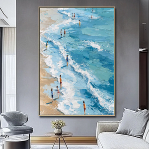 Hiện đại trừu tượng tay sơn kết cấu 3D vải cảnh biển tường nghệ thuật cho trang trí nội thất - Product Image 1