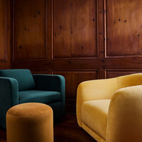 Top vente Lounge Orange rond gain de place maison velours grand banc chaise tufté pouf