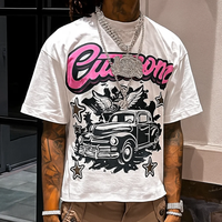 T-shirt Streetwear Personnalisé 100% Coton, Coupe Boxy Épaisse, Ourlet Brut, Impression DTG, T-shirt Graphique pour Homme