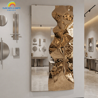 Sculpture d'art moderne, élégance contemporaine, miroir décoratif en métal pour l'intérieur, décoration murale haut de gamme pour villa, salle de bain
