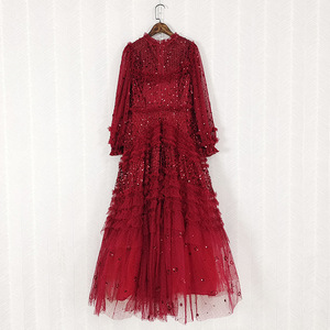 <span class=keywords><strong>Abito</strong></span> Vintage dolce da donna <span class=keywords><strong>abito</strong></span> lungo festa da sera occasione speciale da donna con paillettes con <span class=keywords><strong>motivi</strong></span> floreali <span class=keywords><strong>rosa</strong></span> abiti rossi - Product Image 2